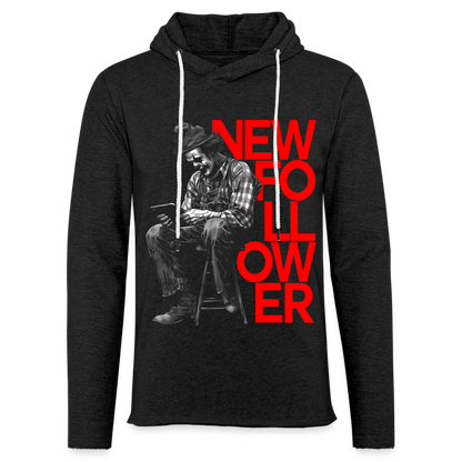 "New Follower" Vintage Clown with a Tablet Unisex Lightweight Hoodie - charcoal grey