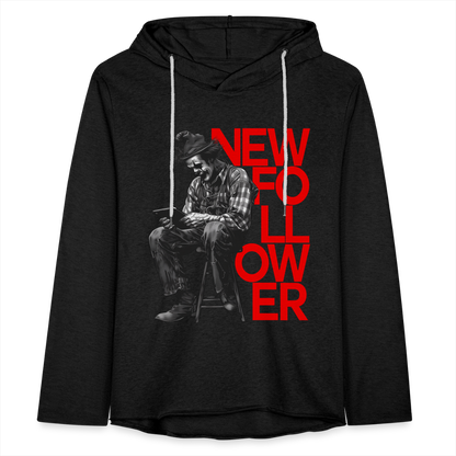 "New Follower" Vintage Clown with a Tablet Unisex Lightweight Hoodie - charcoal grey