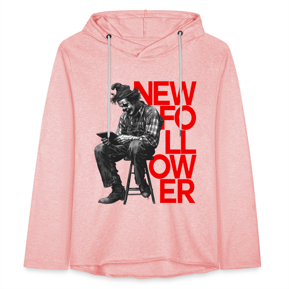 "New Follower" Vintage Clown with a Tablet Unisex Lightweight Hoodie - cream heather pink