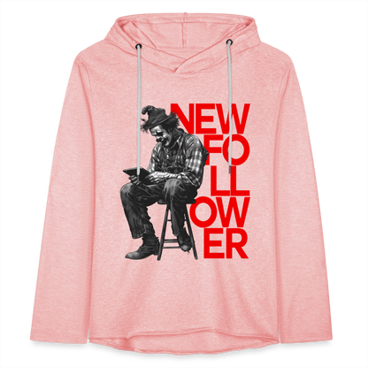 "New Follower" Vintage Clown with a Tablet Unisex Lightweight Hoodie - cream heather pink