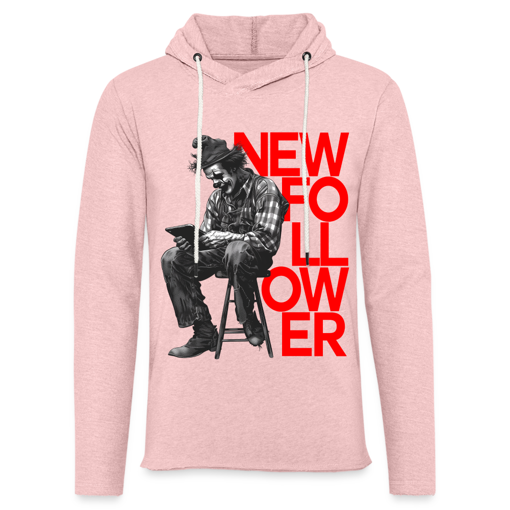 "New Follower" Vintage Clown with a Tablet Unisex Lightweight Hoodie - cream heather pink