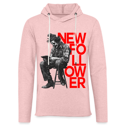 "New Follower" Vintage Clown with a Tablet Unisex Lightweight Hoodie - cream heather pink