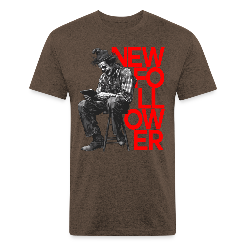 "New Follower" Vintage Clown with a Tablet Men's Cotton/Poly Fitted T-Shirt - heather espresso