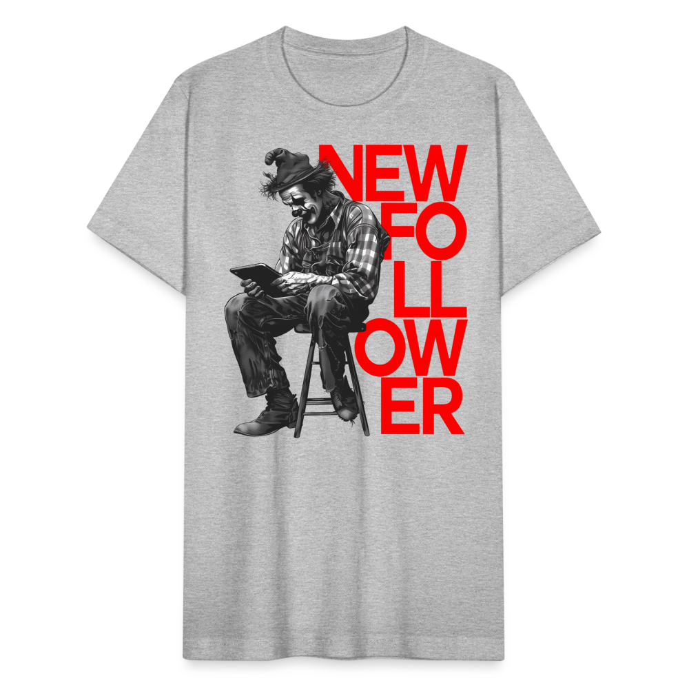 "New Follower" Vintage Clown with a Tablet Unisex Jersey T-Shirt - heather gray