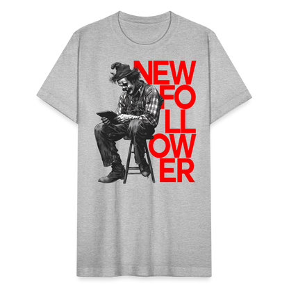 "New Follower" Vintage Clown with a Tablet Unisex Jersey T-Shirt - heather gray