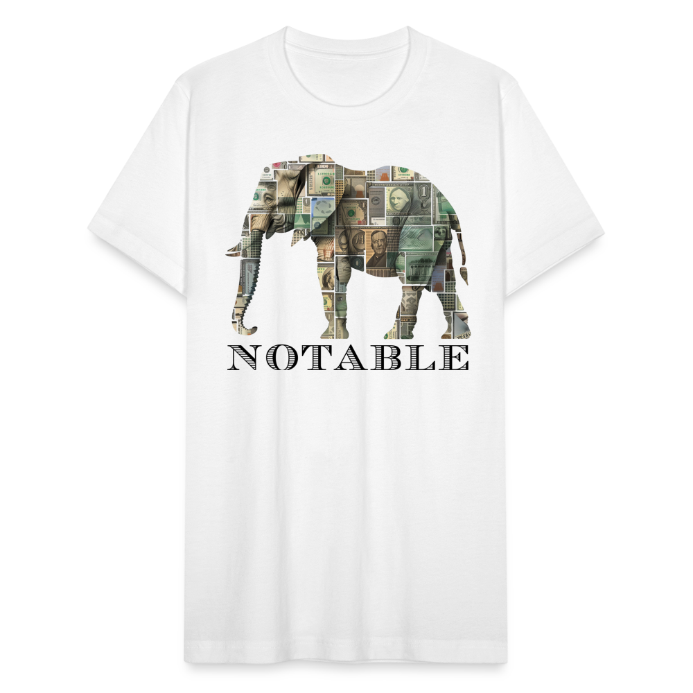 "Notable Elephant" Big Money Goals Unisex Jersey T-Shirt - white