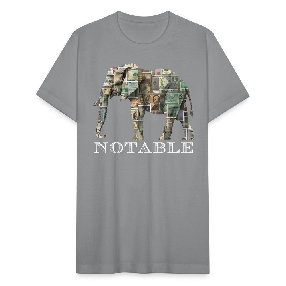 "Notable Elephant" Big Money Goals Unisex Jersey T-Shirt - slate