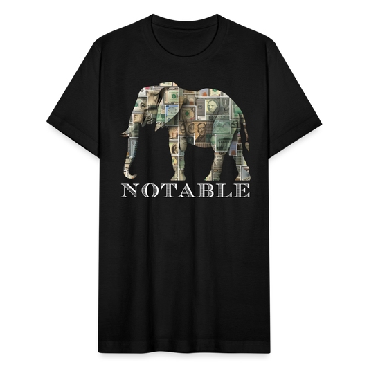 "Notable Elephant" Big Money Goals Unisex Jersey T-Shirt - black