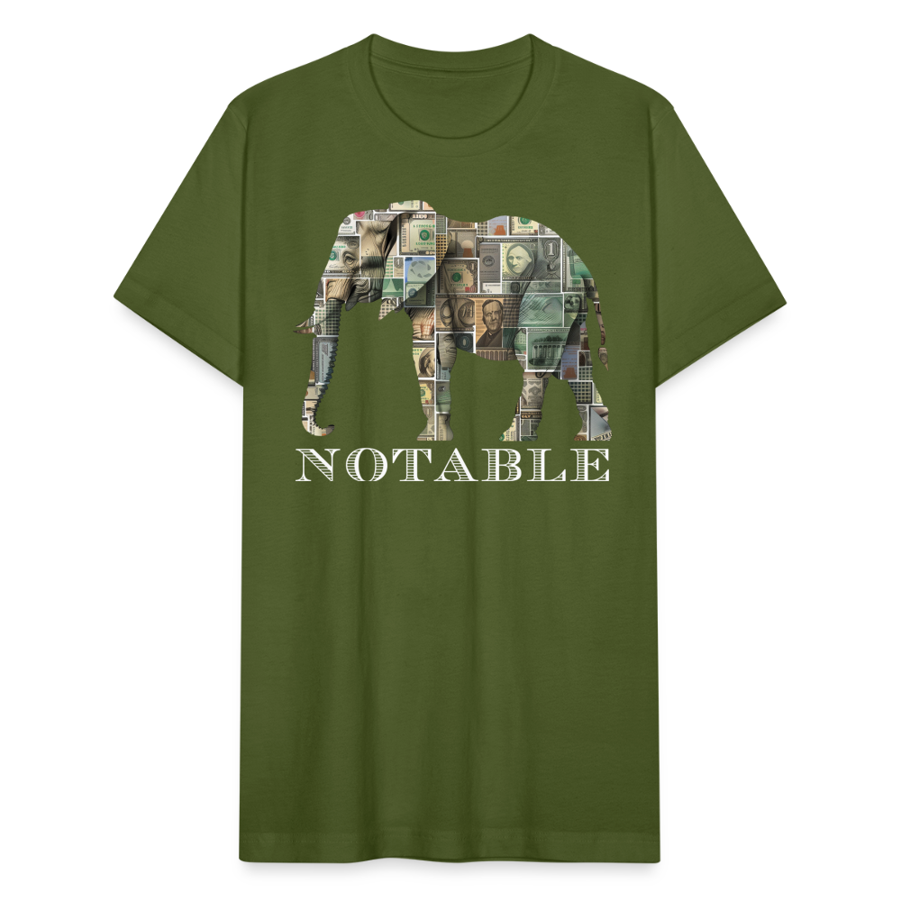 "Notable Elephant" Big Money Goals Unisex Jersey T-Shirt - olive