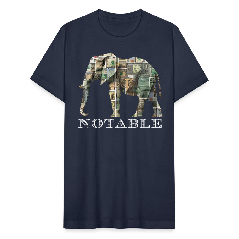 "Notable Elephant" Big Money Goals Unisex Jersey T-Shirt - navy