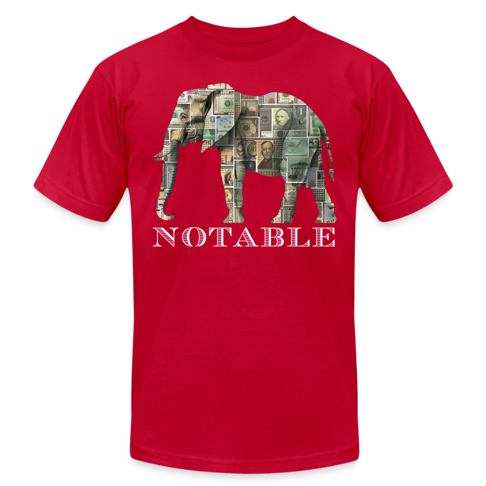 "Notable Elephant" Big Money Goals Unisex Jersey T-Shirt - red