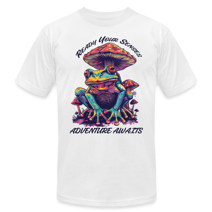 "Ready Your Senses" Adventure Awaits Unisex T Shirt - white