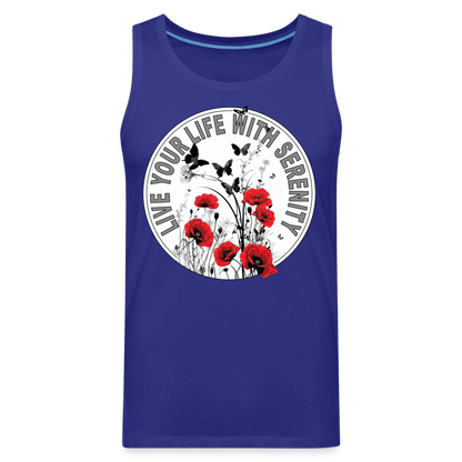 "Live Your Life With Serenity" Poppies and Butterflies Men's Premium Tank Top - royal blue