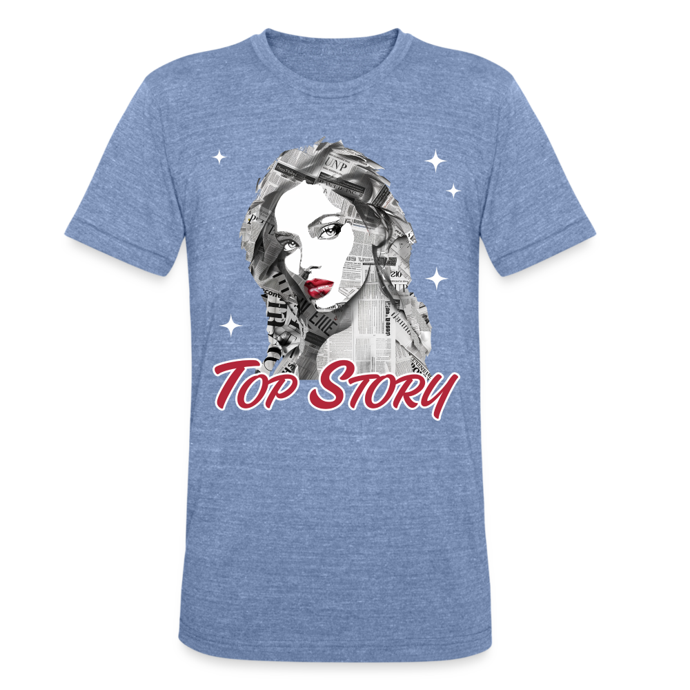 "Top Story" Headlines Model Unisex Tri-Blend T-Shirt - heather blue