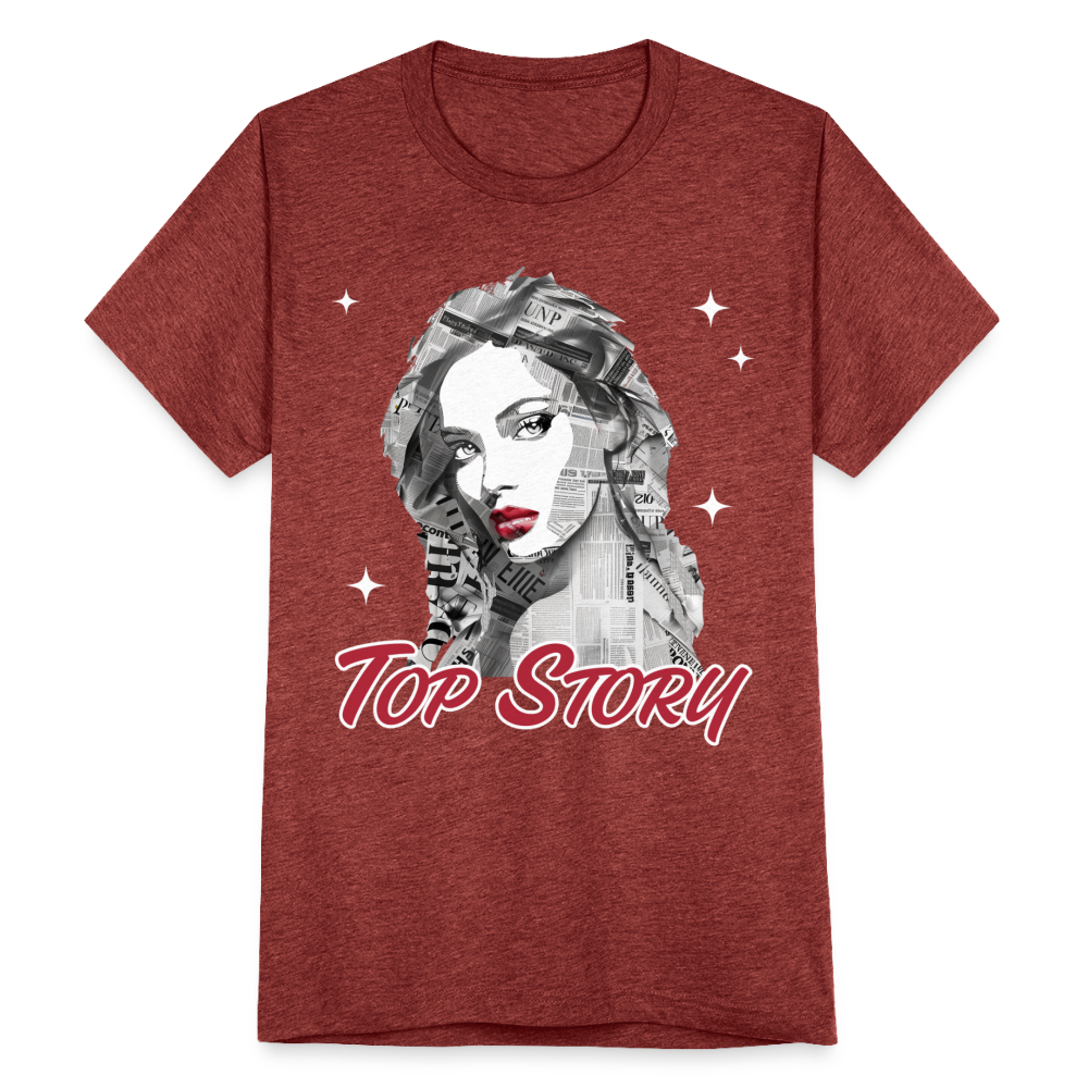 "Top Story" Headlines Model Unisex Tri-Blend T-Shirt - heather cranberry