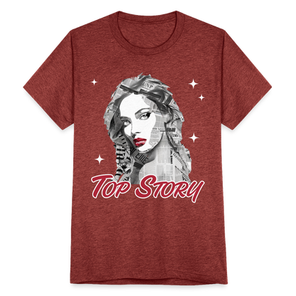 "Top Story" Headlines Model Unisex Tri-Blend T-Shirt - heather cranberry