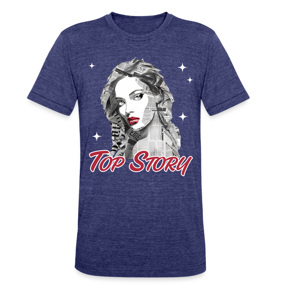 "Top Story" Headlines Model Unisex Tri-Blend T-Shirt - heather indigo