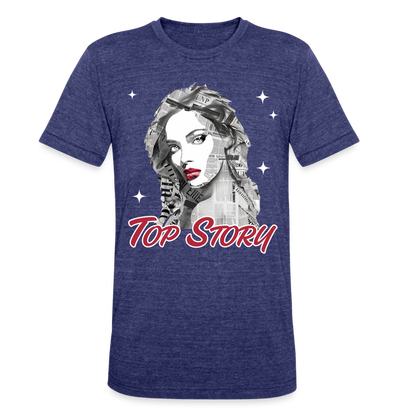 "Top Story" Headlines Model Unisex Tri-Blend T-Shirt - heather indigo