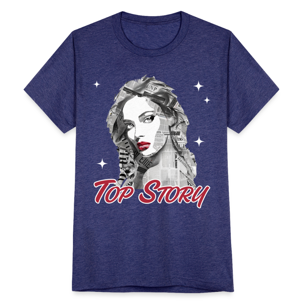 "Top Story" Headlines Model Unisex Tri-Blend T-Shirt - heather indigo