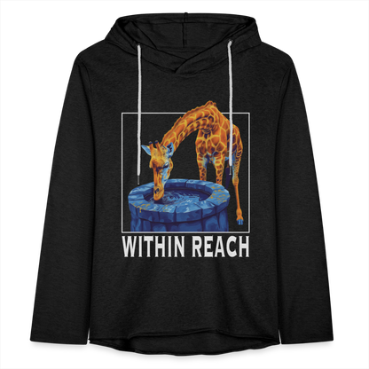 "Within Reach" Inspirational Giraffe Drinking From Wishing Well Unisex Lightweight Hoodie - charcoal grey