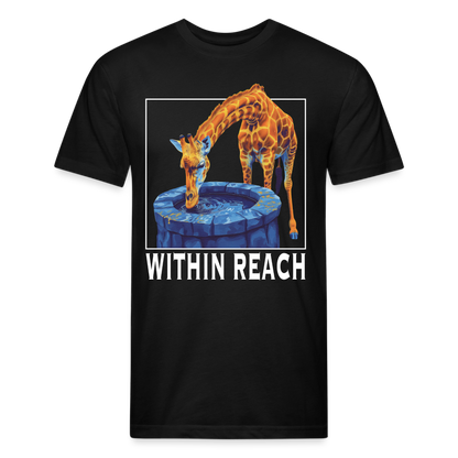 "Goals Within Reach" Inspirational Giraffe Men's Cotton/Poly Fitted T-Shirt - black