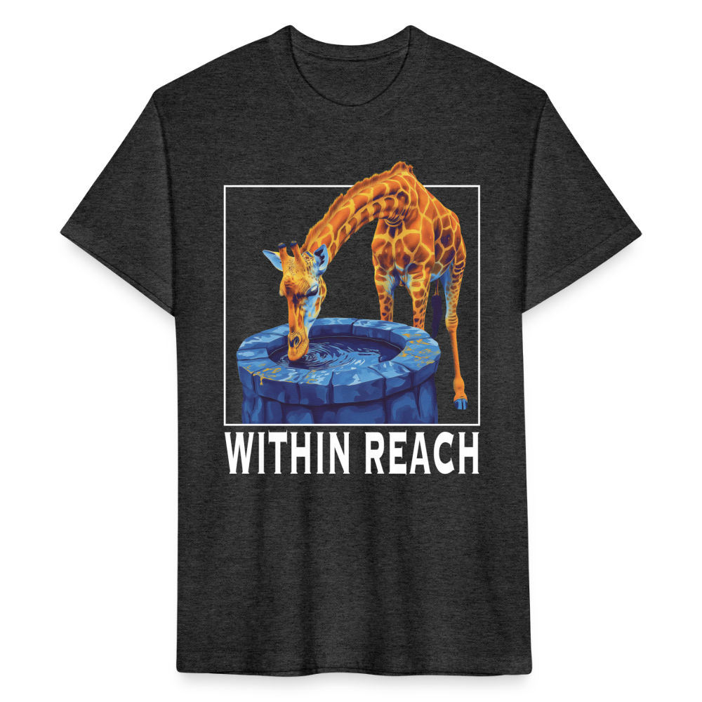 "Goals Within Reach" Inspirational Giraffe Men's Cotton/Poly Fitted T-Shirt - heather black