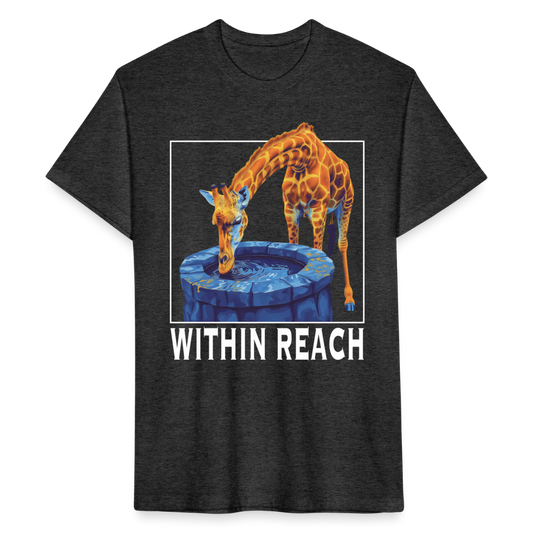 "Goals Within Reach" Inspirational Giraffe Men's Cotton/Poly Fitted T-Shirt - heather black