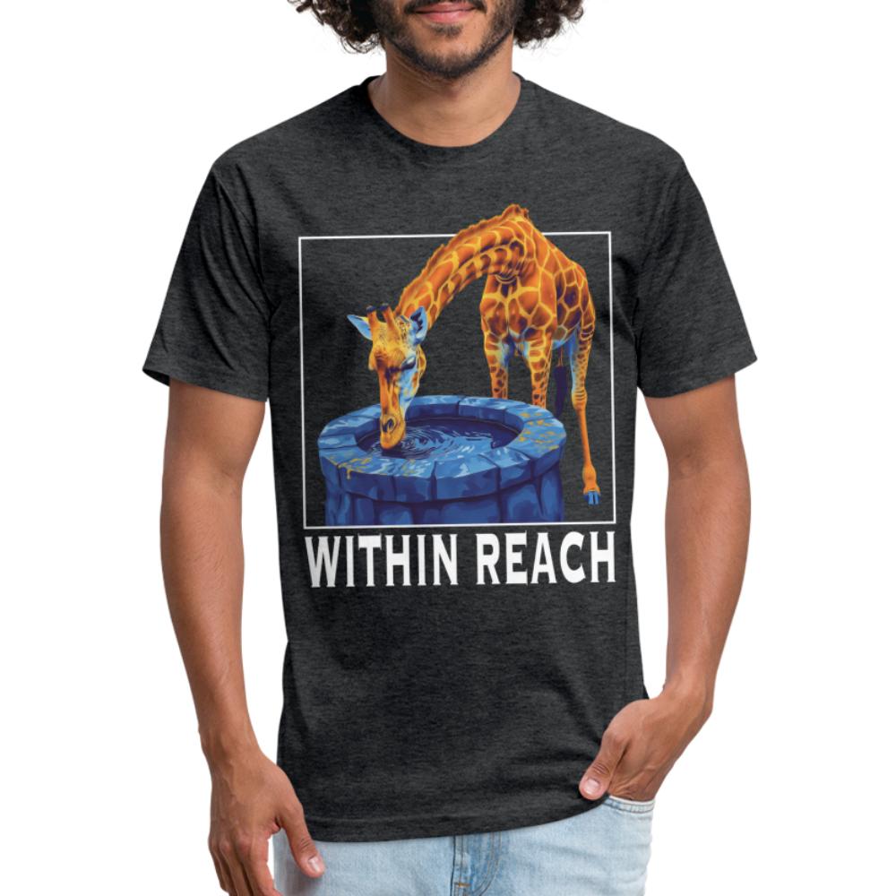 "Goals Within Reach" Inspirational Giraffe Men's Cotton/Poly Fitted T-Shirt - heather black