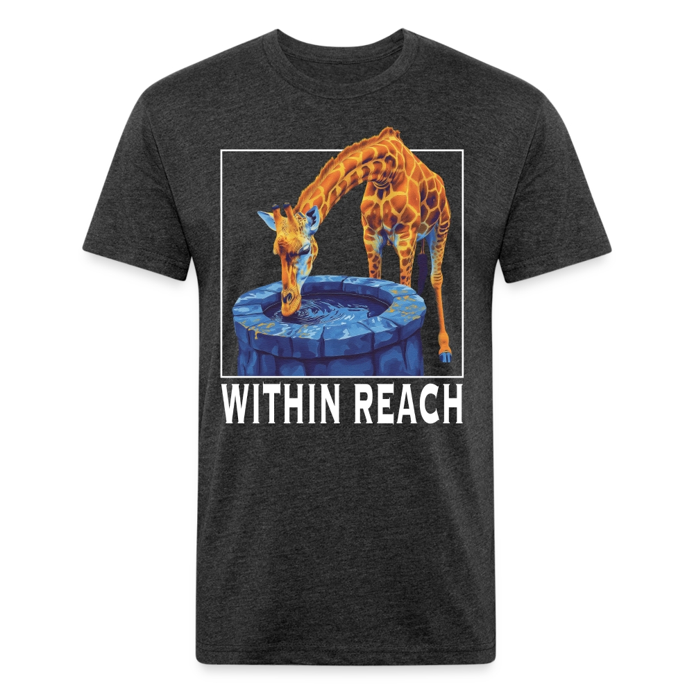 "Goals Within Reach" Inspirational Giraffe Men's Cotton/Poly Fitted T-Shirt - heather black