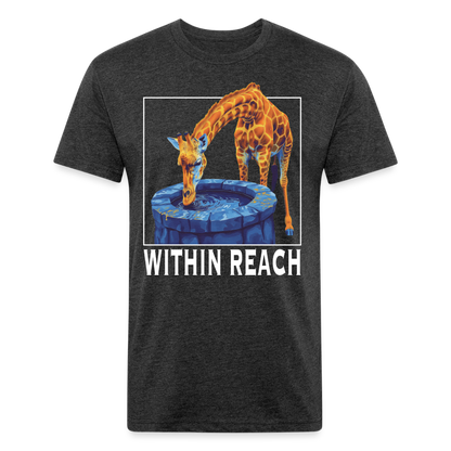 "Goals Within Reach" Inspirational Giraffe Men's Cotton/Poly Fitted T-Shirt - heather black