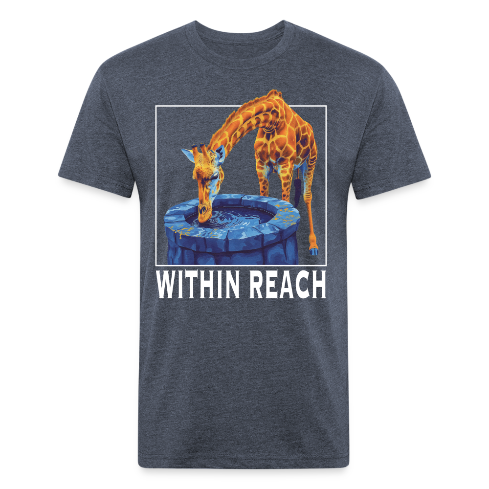 "Goals Within Reach" Inspirational Giraffe Men's Cotton/Poly Fitted T-Shirt - heather navy