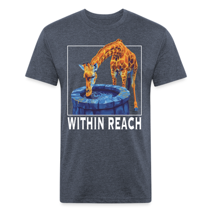 "Goals Within Reach" Inspirational Giraffe Men's Cotton/Poly Fitted T-Shirt - heather navy