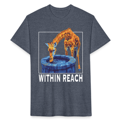 "Goals Within Reach" Inspirational Giraffe Men's Cotton/Poly Fitted T-Shirt - heather navy