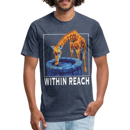 "Goals Within Reach" Inspirational Giraffe Men's Cotton/Poly Fitted T-Shirt - heather navy