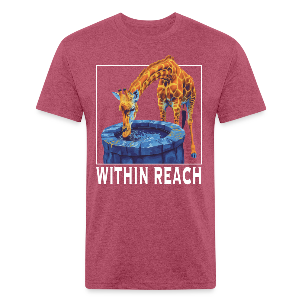 "Goals Within Reach" Inspirational Giraffe Men's Cotton/Poly Fitted T-Shirt - heather burgundy