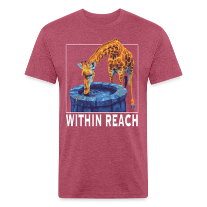 "Goals Within Reach" Inspirational Giraffe Men's Cotton/Poly Fitted T-Shirt - heather burgundy