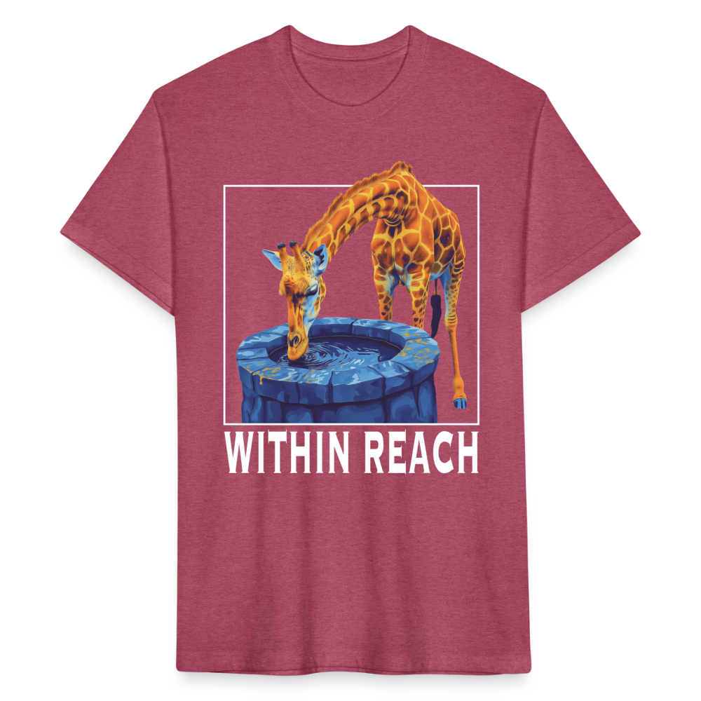 "Goals Within Reach" Inspirational Giraffe Men's Cotton/Poly Fitted T-Shirt - heather burgundy