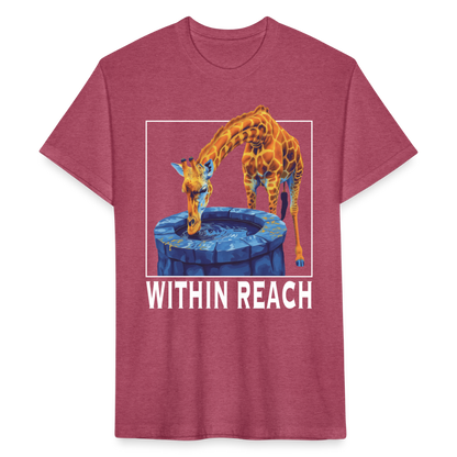 "Goals Within Reach" Inspirational Giraffe Men's Cotton/Poly Fitted T-Shirt - heather burgundy