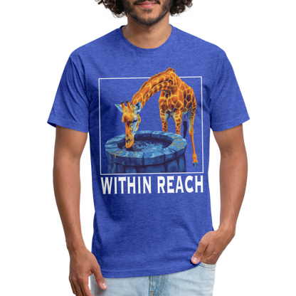 "Goals Within Reach" Inspirational Giraffe Men's Cotton/Poly Fitted T-Shirt - heather royal