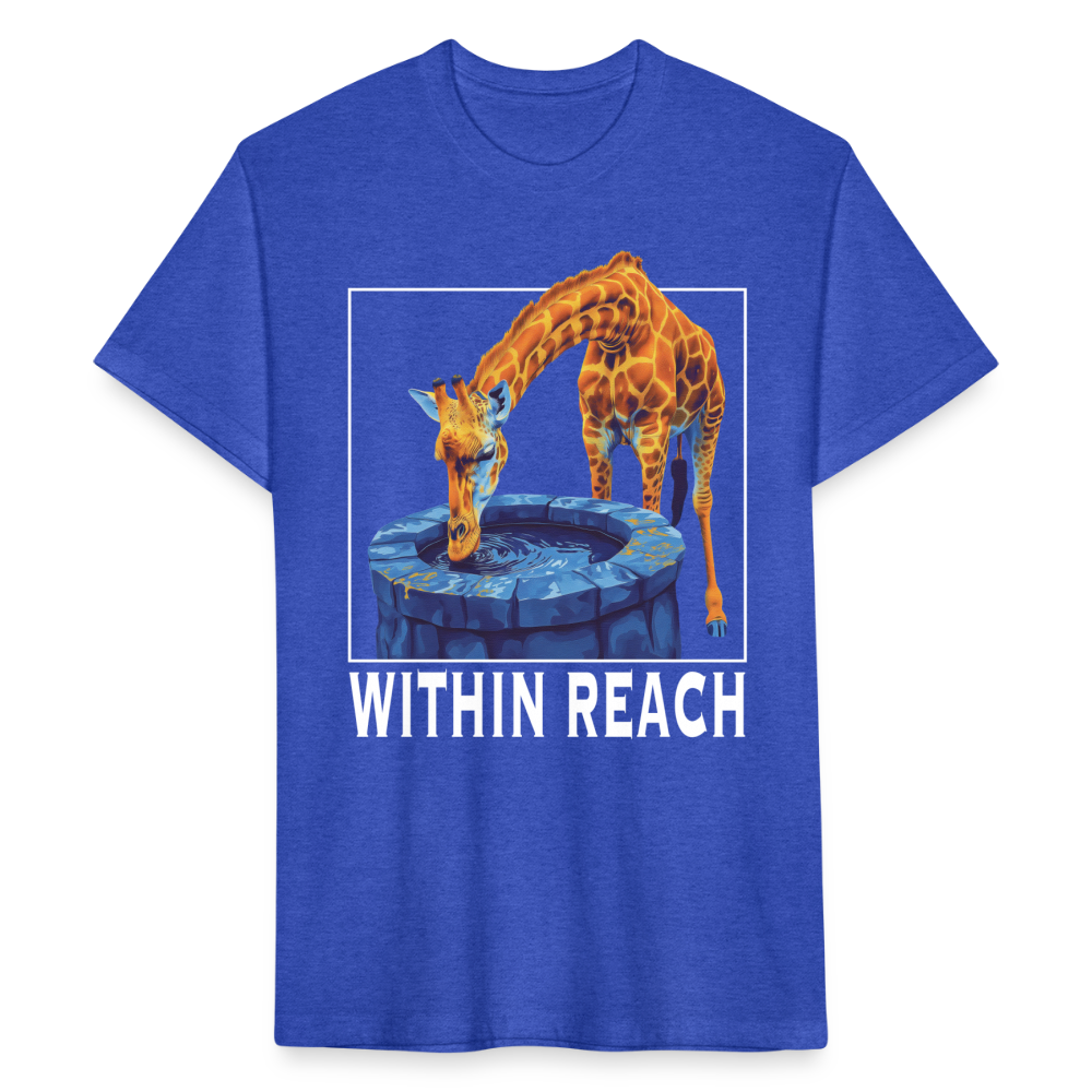 "Goals Within Reach" Inspirational Giraffe Men's Cotton/Poly Fitted T-Shirt - heather royal