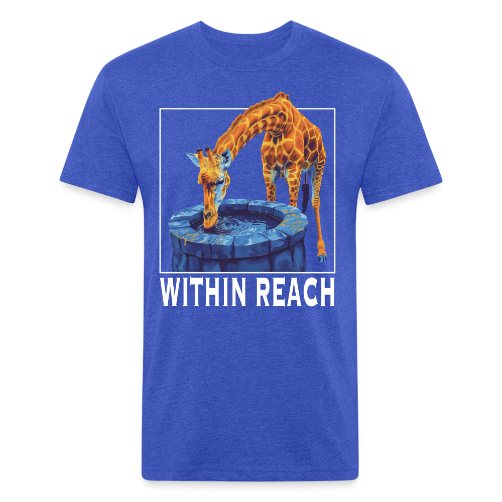 "Goals Within Reach" Inspirational Giraffe Men's Cotton/Poly Fitted T-Shirt - heather royal