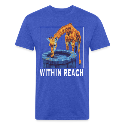 "Goals Within Reach" Inspirational Giraffe Men's Cotton/Poly Fitted T-Shirt - heather royal