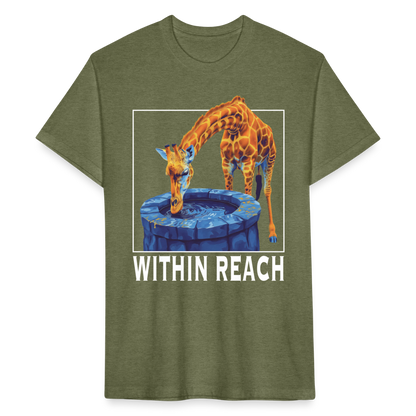 "Goals Within Reach" Inspirational Giraffe Men's Cotton/Poly Fitted T-Shirt - heather military green