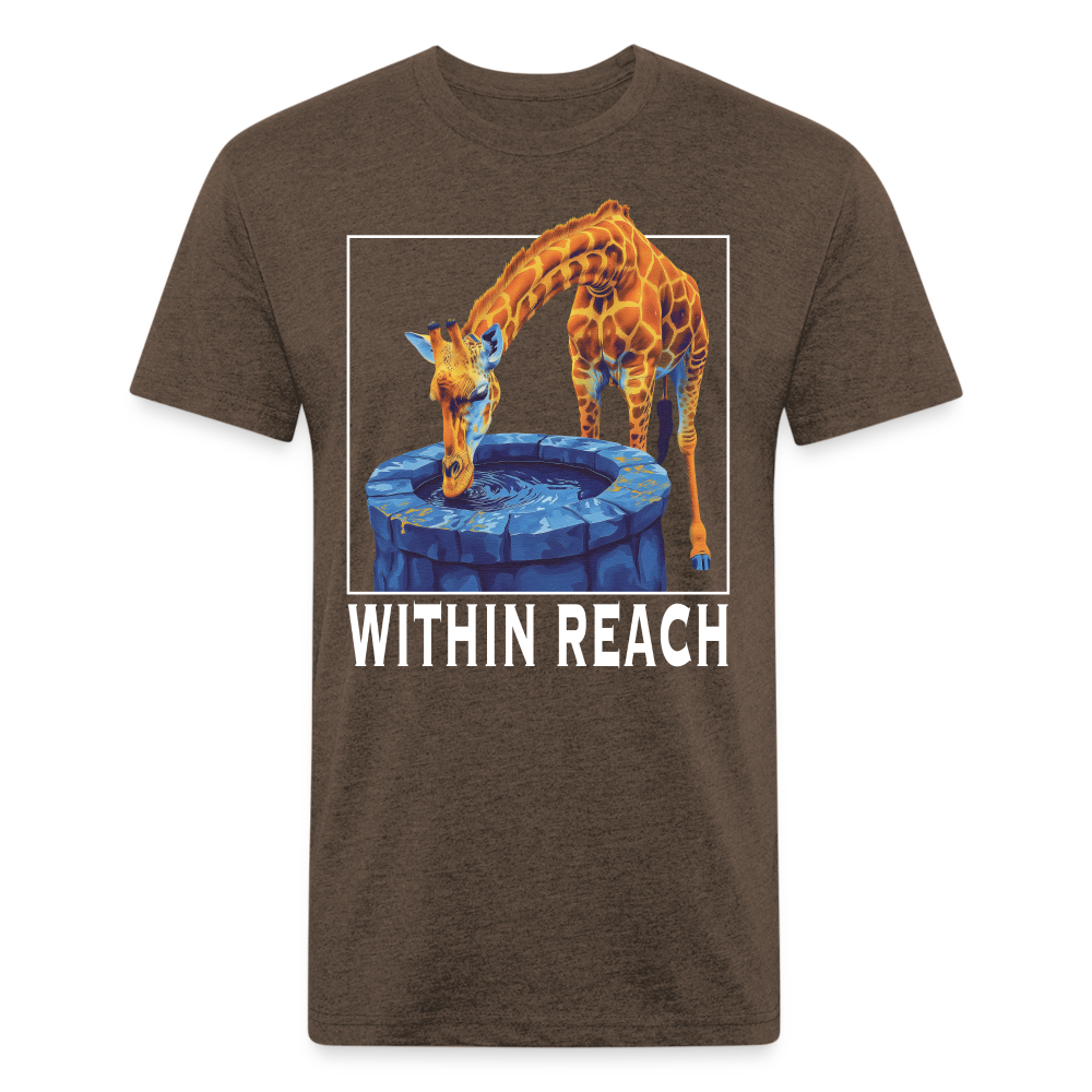 "Goals Within Reach" Inspirational Giraffe Men's Cotton/Poly Fitted T-Shirt - heather espresso