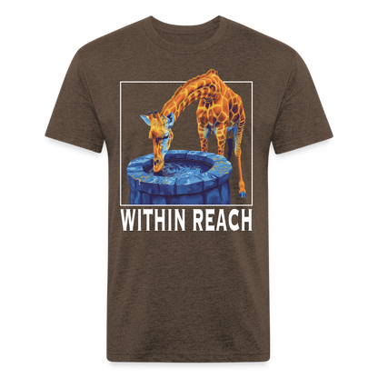 "Goals Within Reach" Inspirational Giraffe Men's Cotton/Poly Fitted T-Shirt - heather espresso