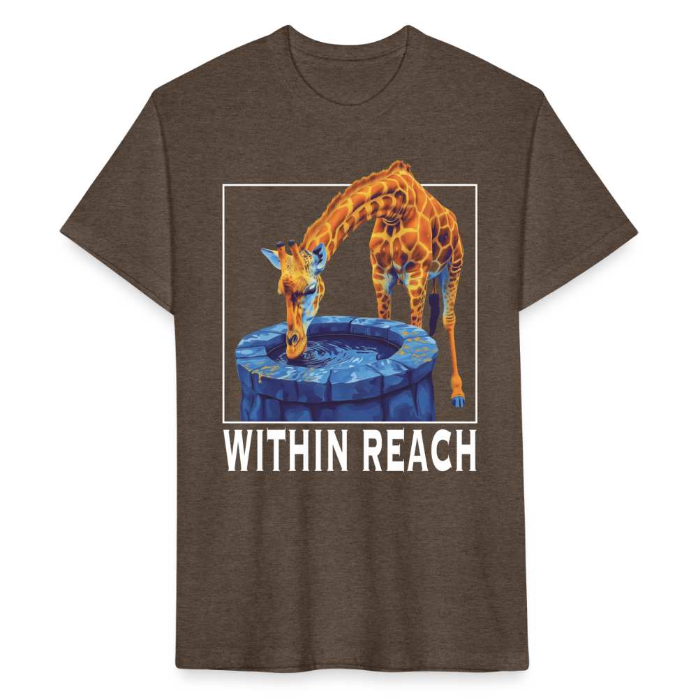 "Goals Within Reach" Inspirational Giraffe Men's Cotton/Poly Fitted T-Shirt - heather espresso