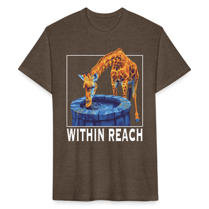 "Goals Within Reach" Inspirational Giraffe Men's Cotton/Poly Fitted T-Shirt - heather espresso