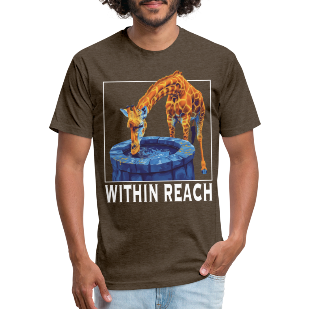 "Goals Within Reach" Inspirational Giraffe Men's Cotton/Poly Fitted T-Shirt - heather espresso