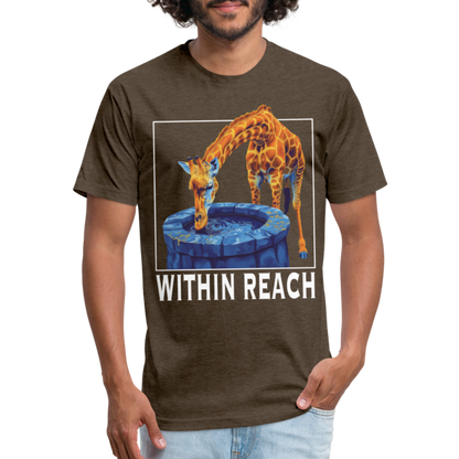 "Goals Within Reach" Inspirational Giraffe Men's Cotton/Poly Fitted T-Shirt - heather espresso