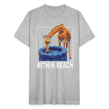 "Within Reach" Inspirational Giraffe Drinking From Wishing Well Unisex Jersey T-Shirt - heather gray